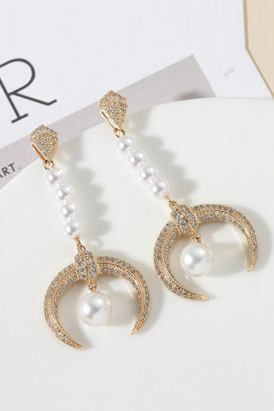 Rose Gold Plated Shield Pearl Earrings