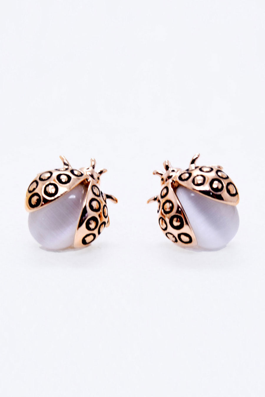 Rose Gold Plated Lady Bug Stud Earrings