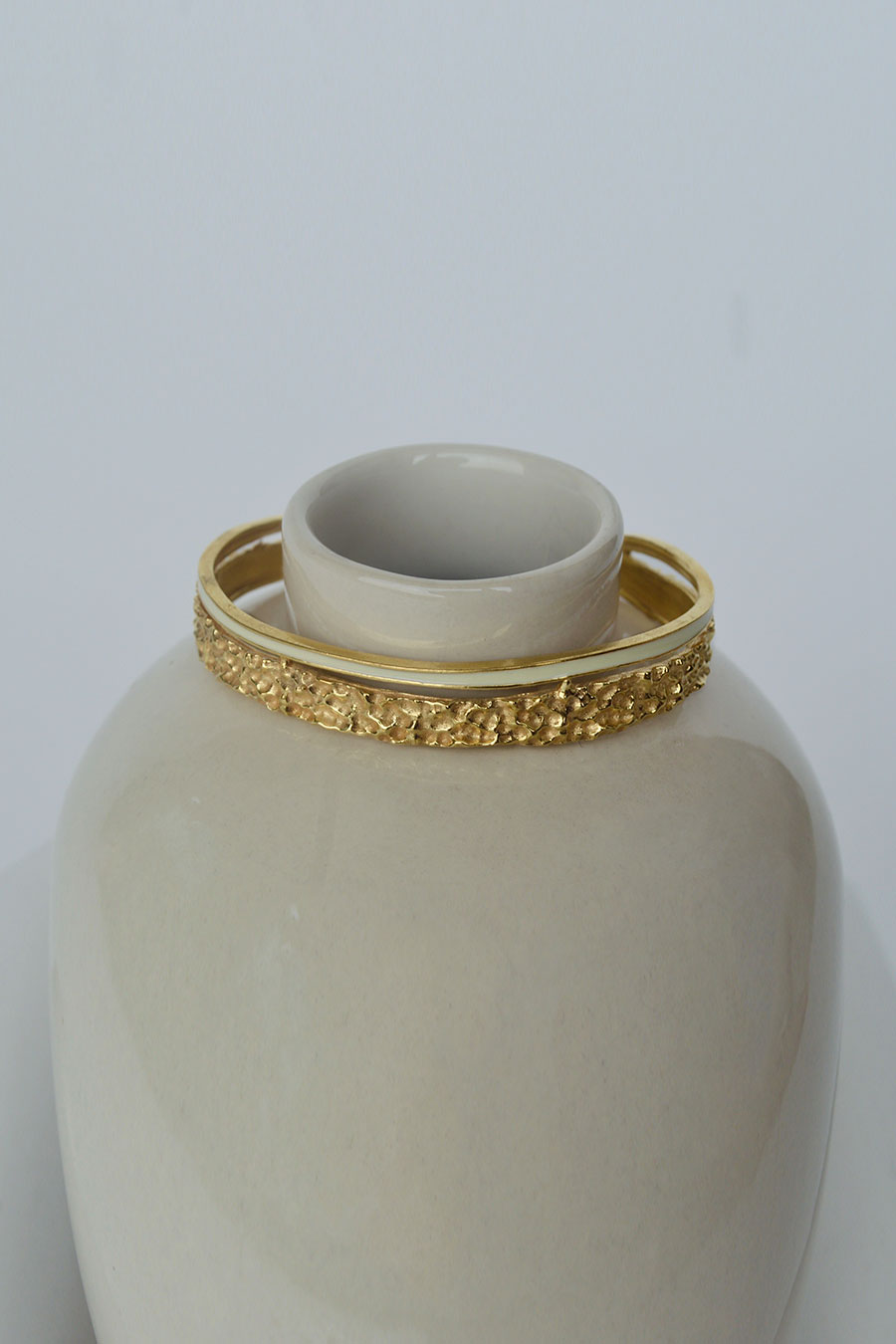 Golden Enamel Oval Bangle Bracelet