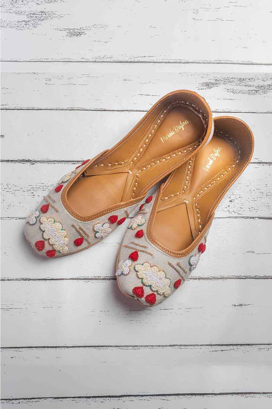 Shop Light Blue Floral Embroidered Jutti by VARELI BAFNA at House of Designers HOUSE OF DESIGNERS