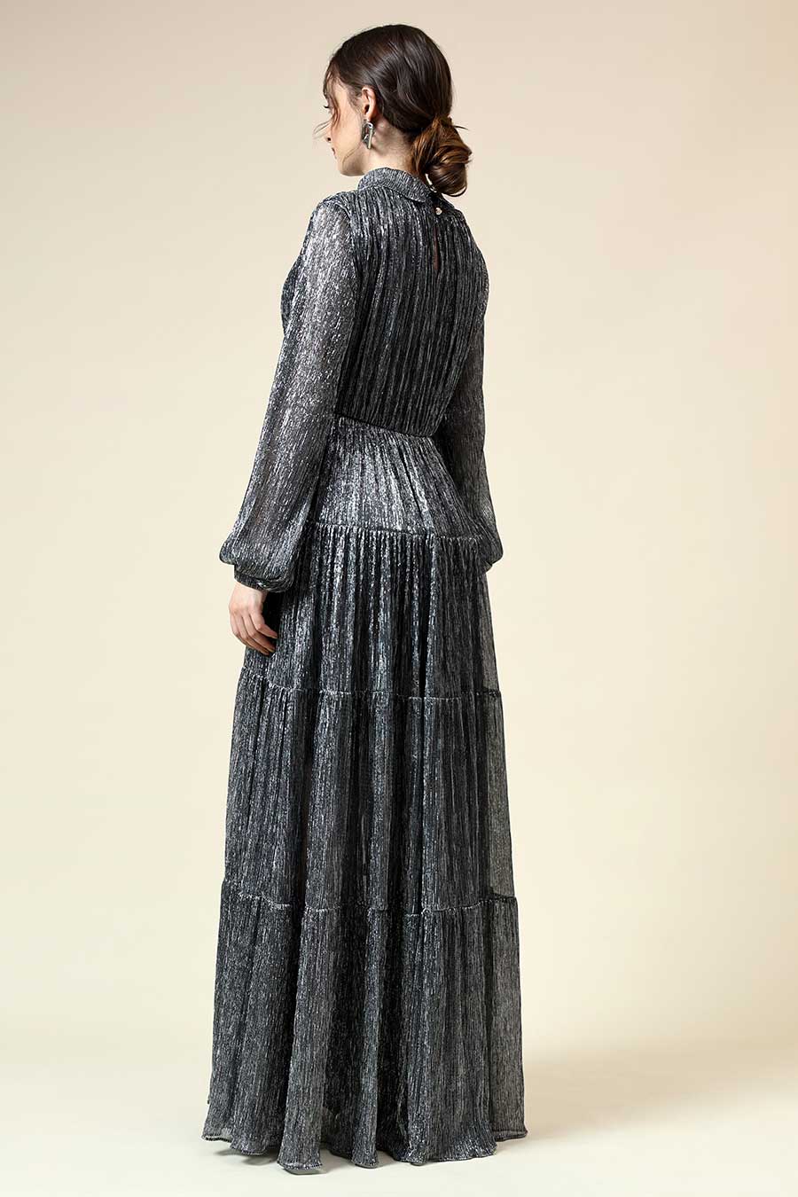 Victoria Silver Lurex Gown Dress
