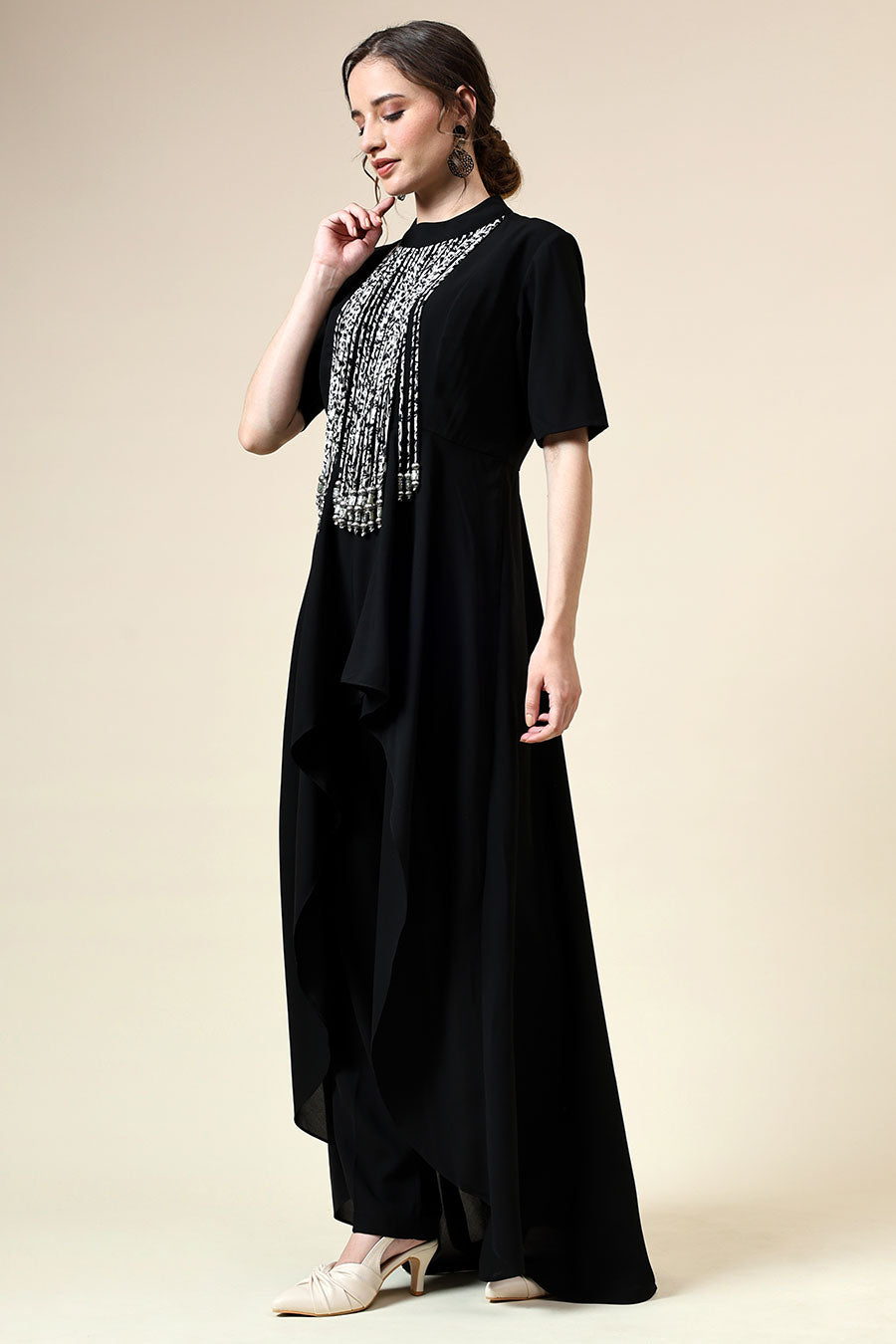 Noir Metallic Fringe Co-Ord Set
