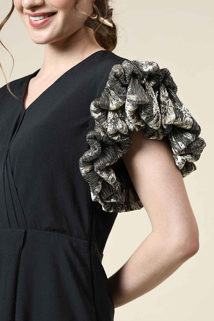 Gold Lurex Noir Drape Dress