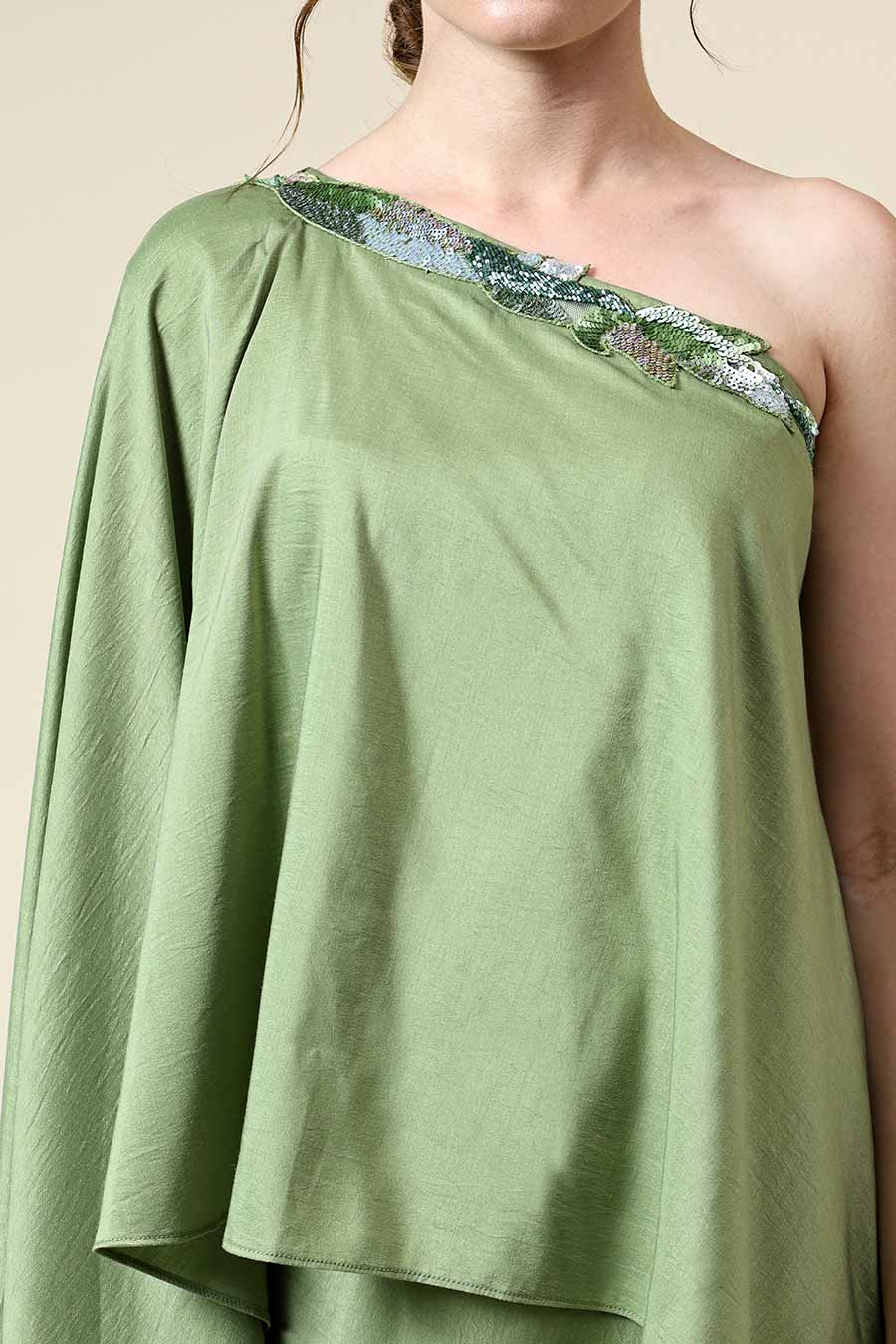 Tropical Green Embroidered Tunic Co-Ord Set