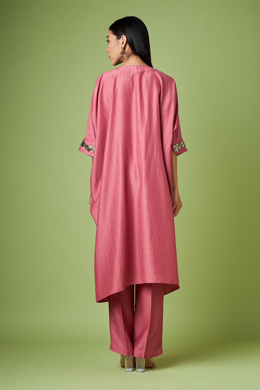 Pink Embellished Kaftan & Pant Co-Ord Set