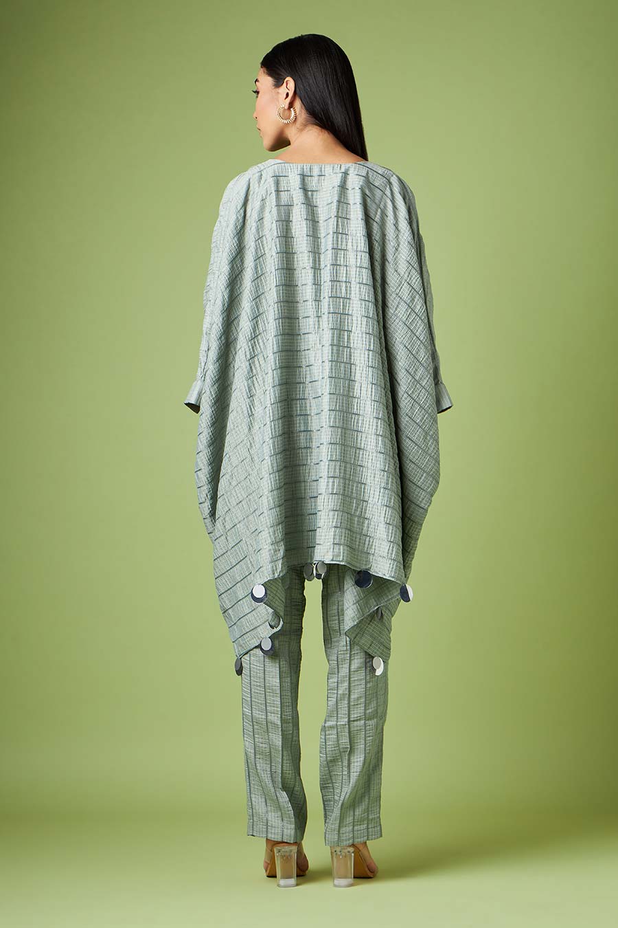 Grey Embellished Kaftan & Pant Co-Ord Set