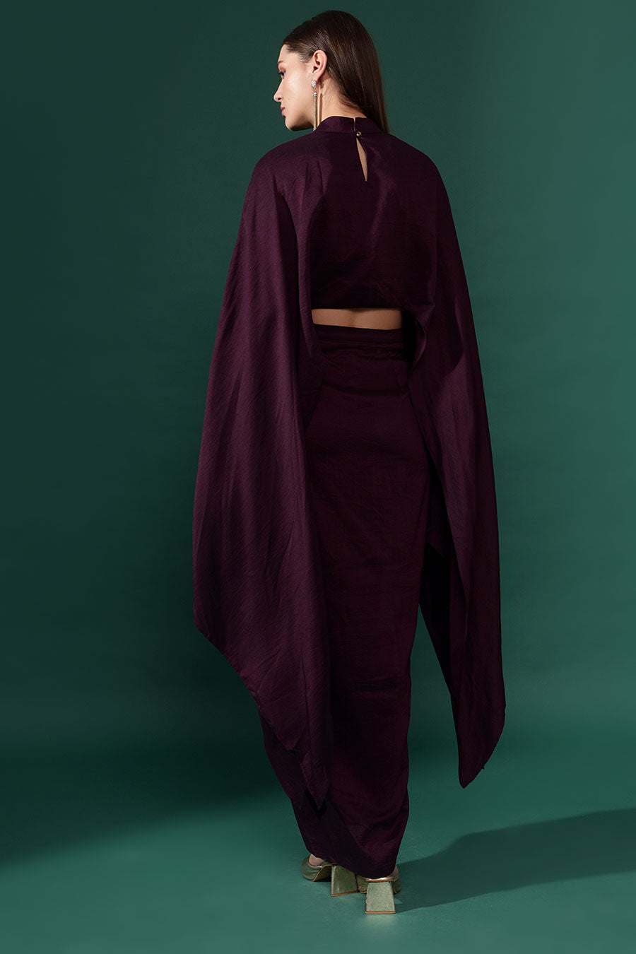 Purple Embellished Crop Top & Skirt Co-Ord Set