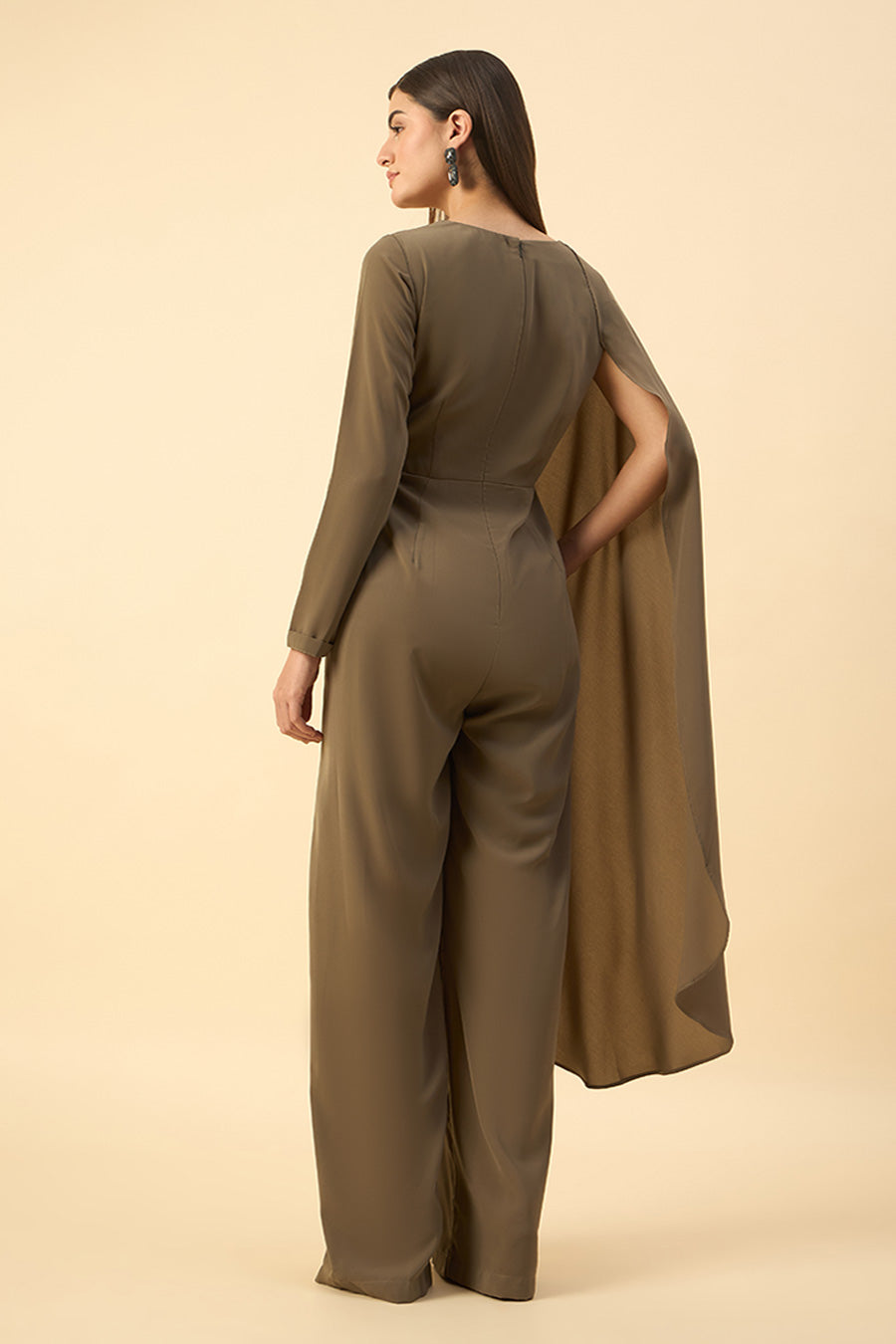 Oilve Draped Jumpsuit With Metallic Finish Belt