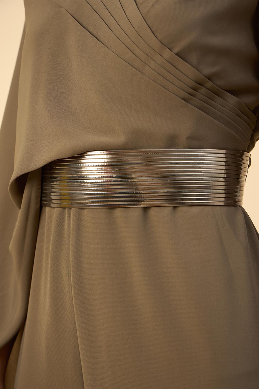 Oilve Draped Jumpsuit With Metallic Finish Belt