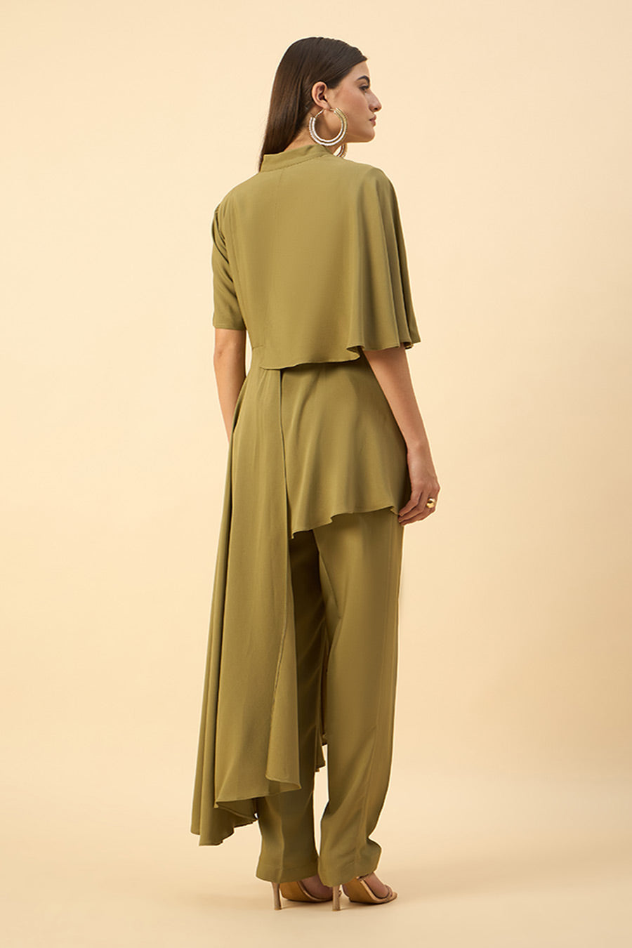 Fern Green Flared Drape Tunic Co-Ord Set