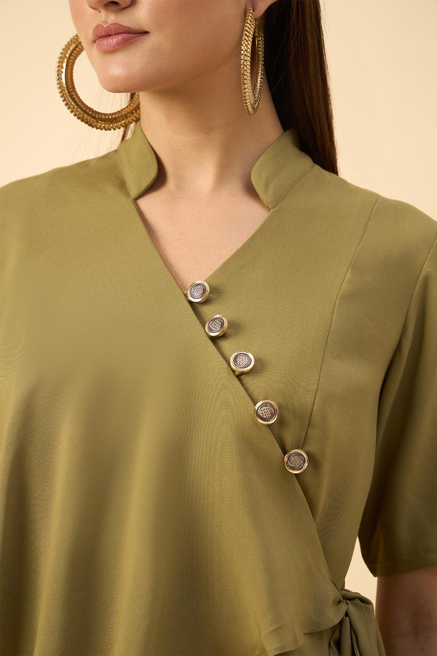Fern Green Flared Drape Tunic Co-Ord Set