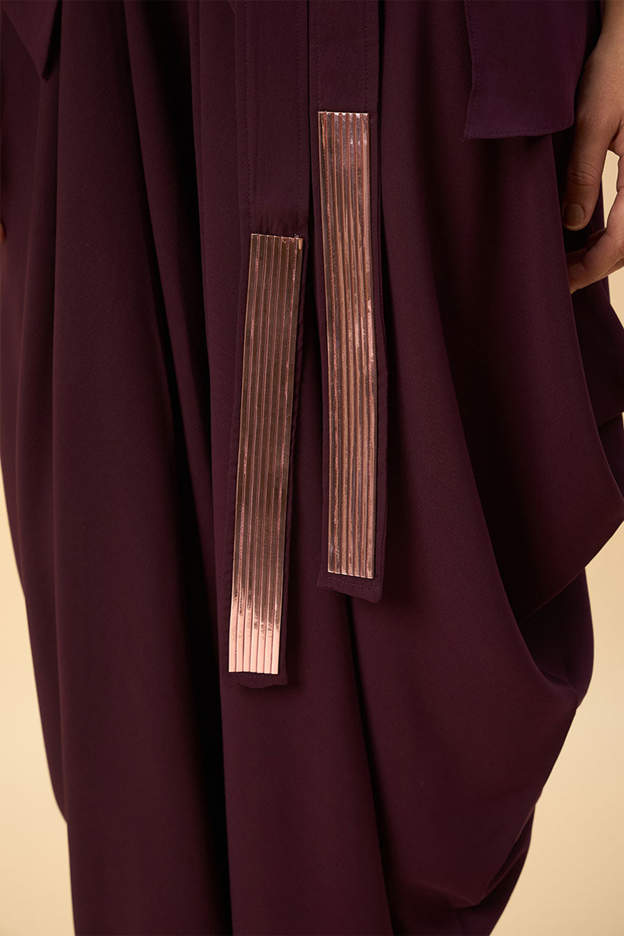 Purple Blazer & Zouave Set With Tie-Up Belt