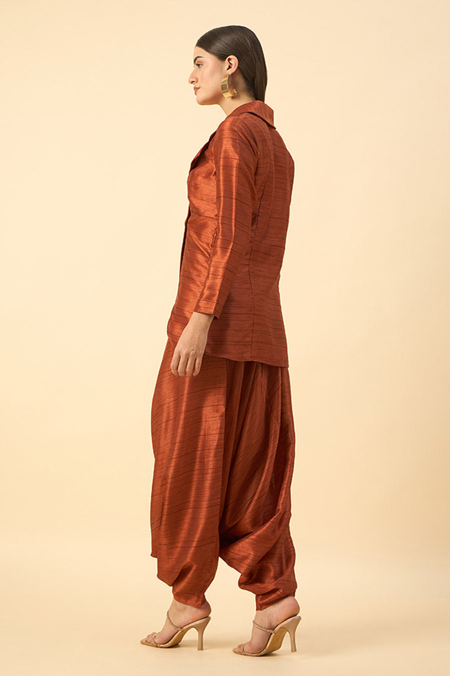 Copper Blazer & Zouave Set With Embroidered Belt