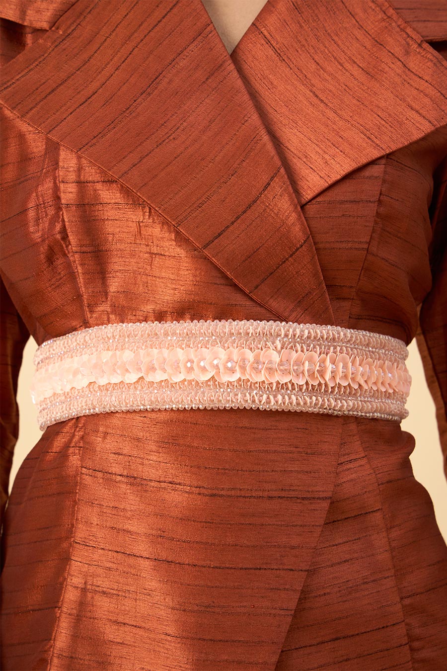 Copper Blazer & Zouave Set With Embroidered Belt