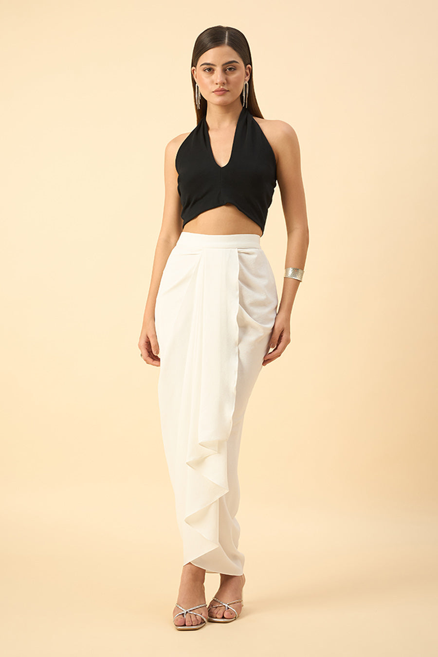White Lounge Draped Skirt
