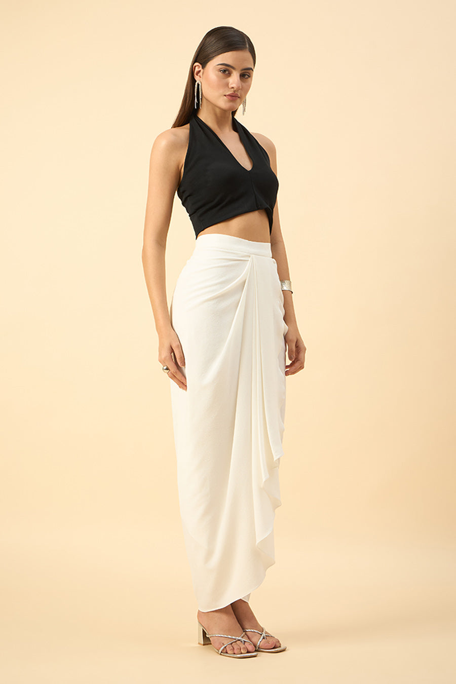 White Lounge Draped Skirt