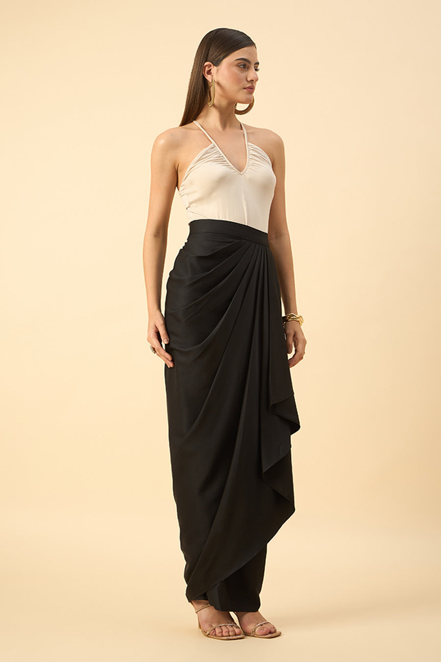 Black Side Drape Skirt