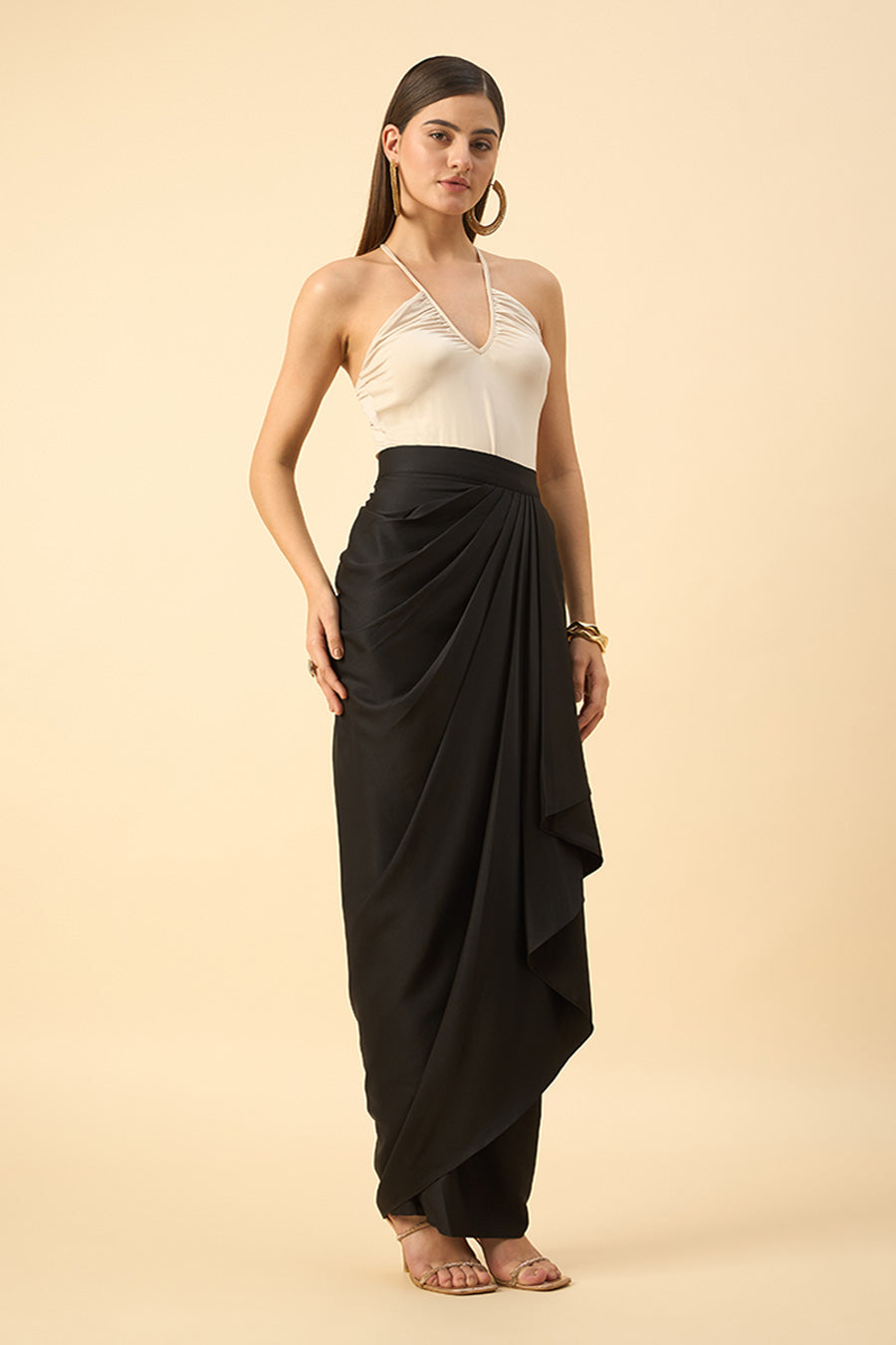 Black Side Drape Skirt
