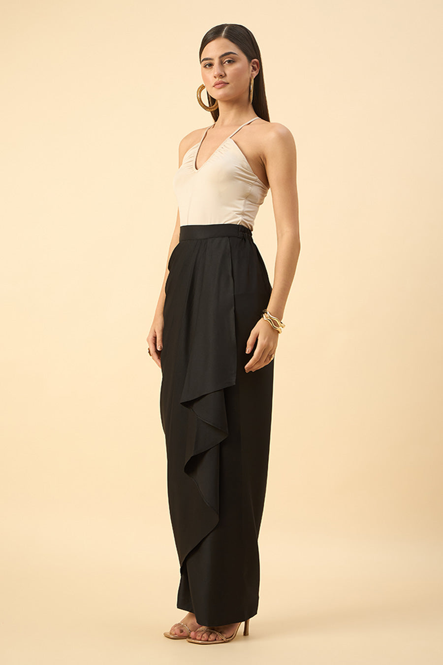 Black Side Drape Skirt