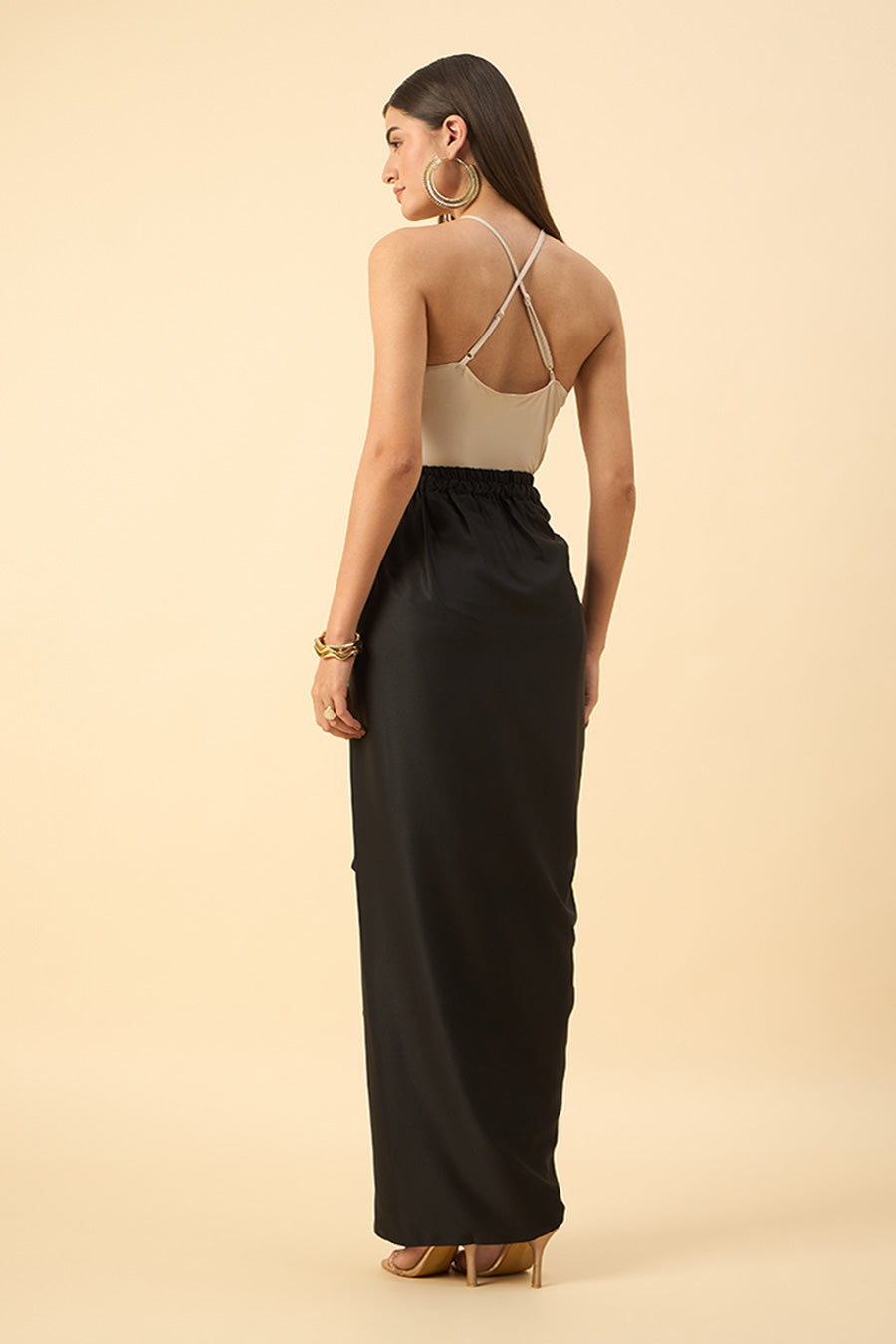 Black Side Drape Skirt