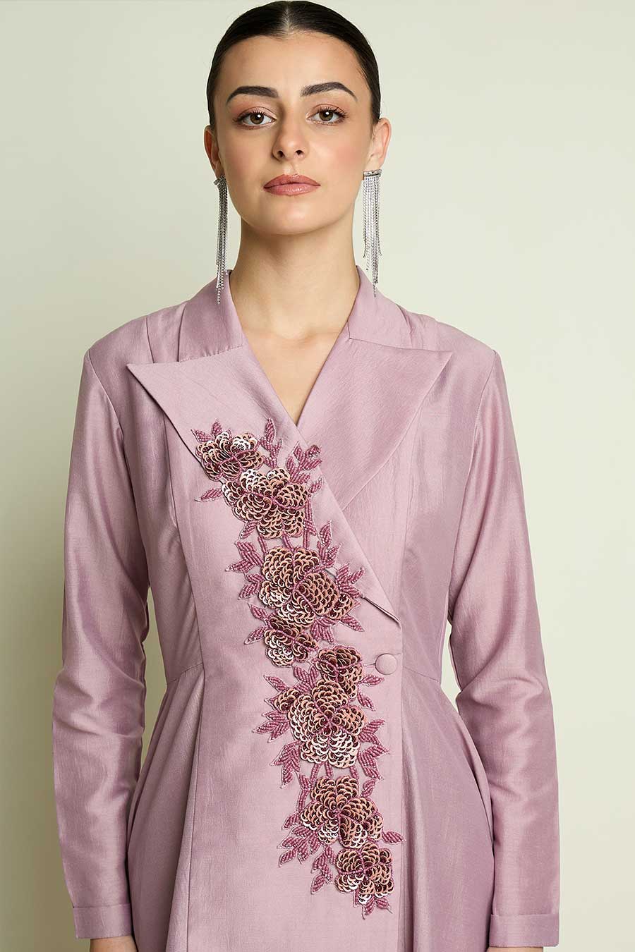 Lilac Embroidered Handkerchief Co-Ord Set