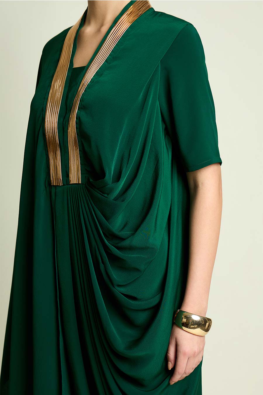 Emerald Metallic Embellished Tunic Co-Ord Set