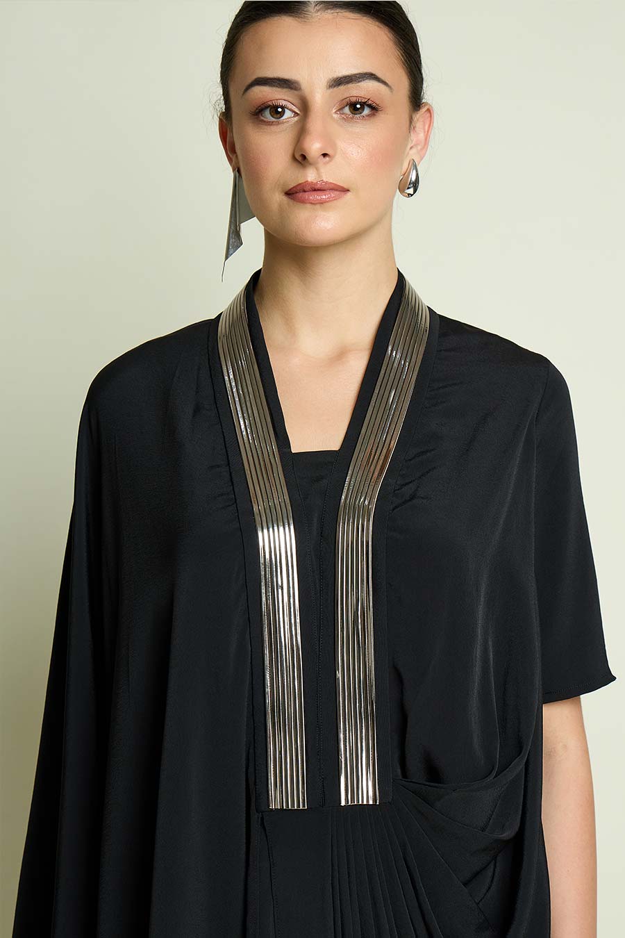 Black Noir Metallic Embellished Tunic Co-Ord Set