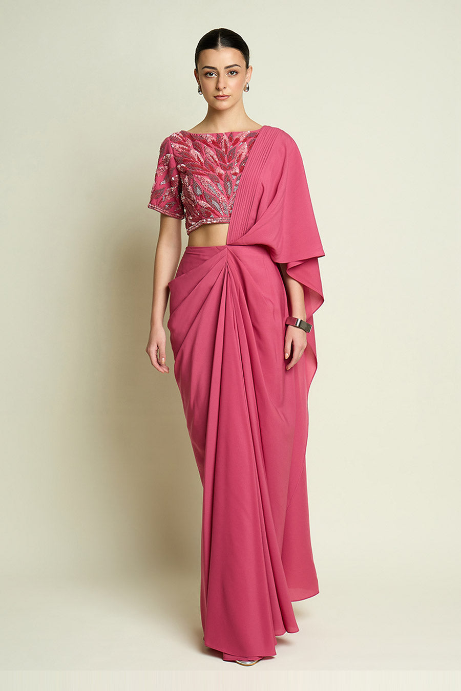 Pink Sequins Embellished Blouse