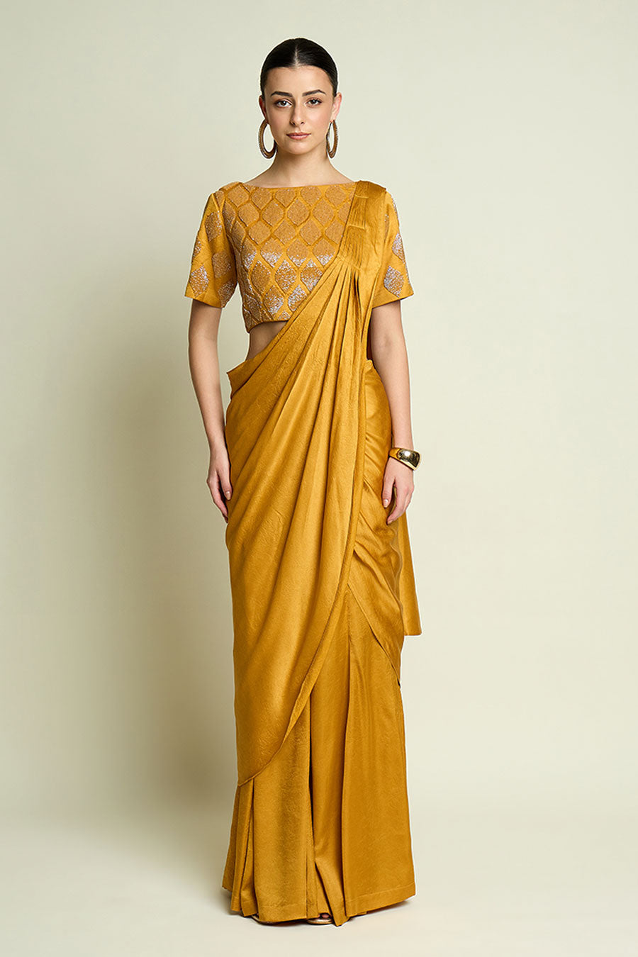 Yellow Leaf Crystal Embellished Blouse
