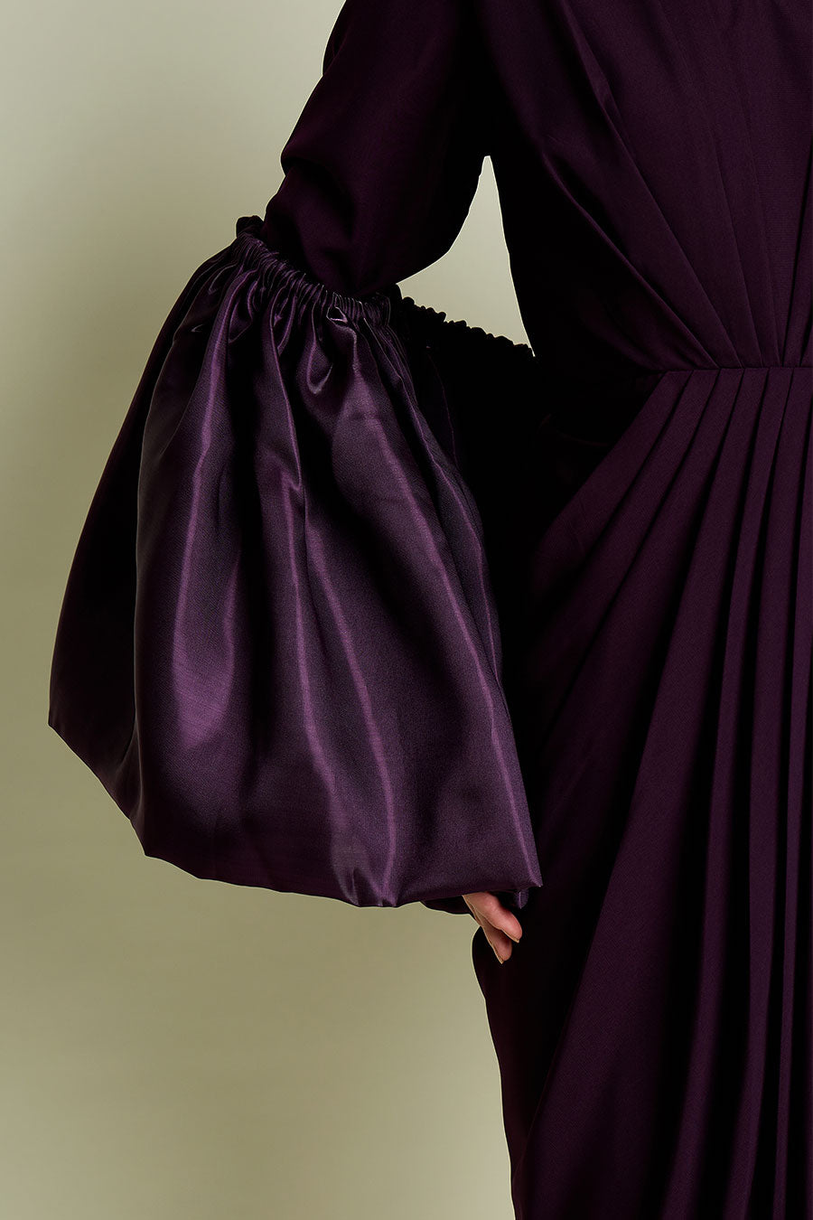 Purple Draped Dress With Metallic Shrug