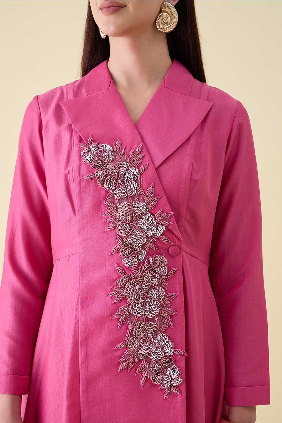 Pink Embroidered Handkerchief Blazer Co-Ord Set