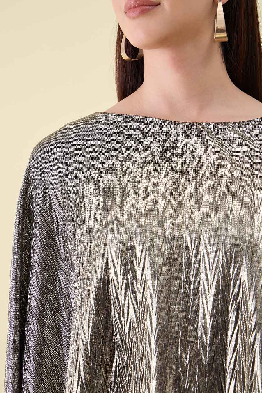 Black Gold Metallic Lounge Drape Dress