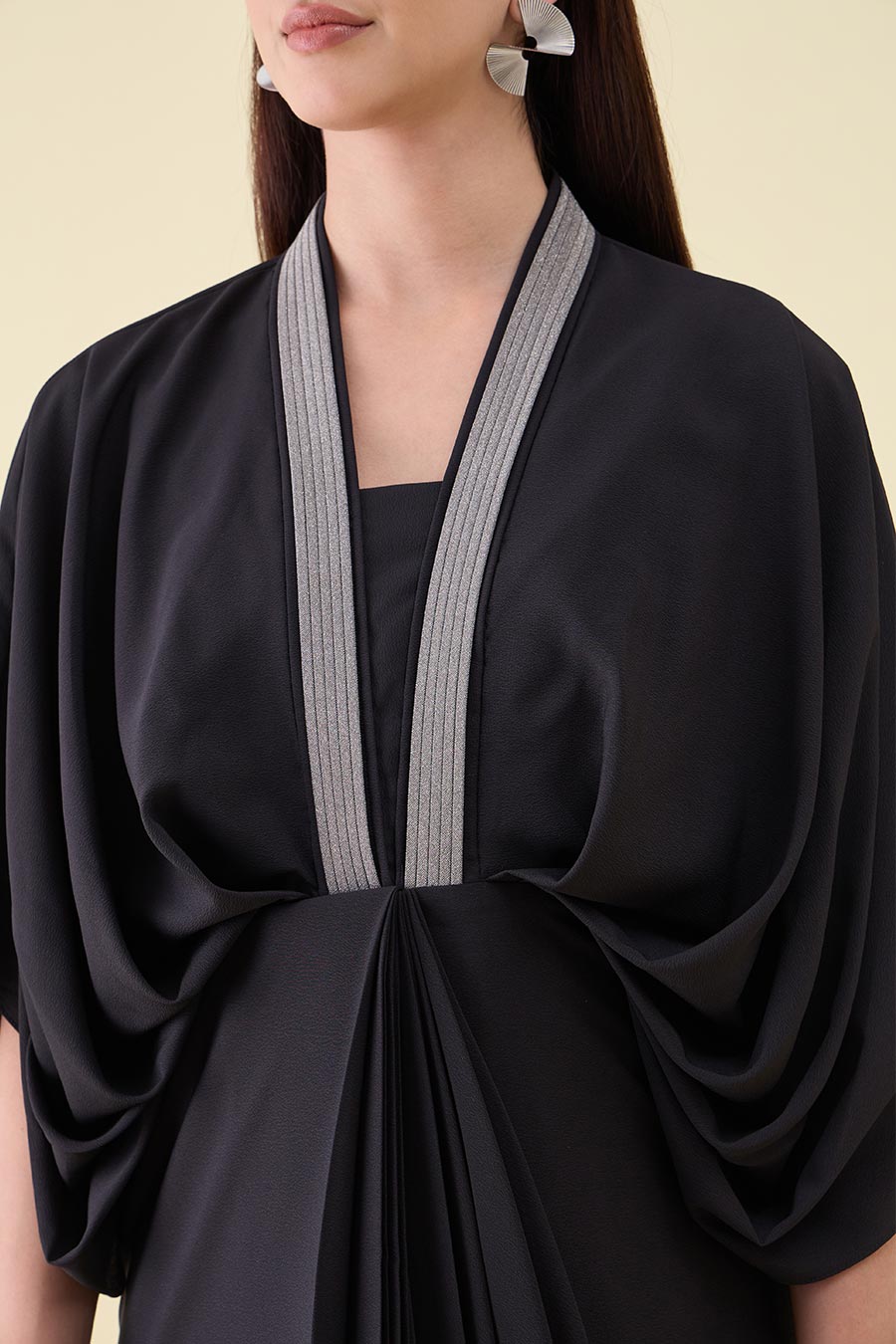 Black Noir Sara Embellished Draped Dress