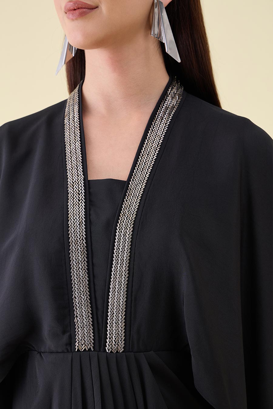 Black Noir Sara Metal Embellished Draped Dress