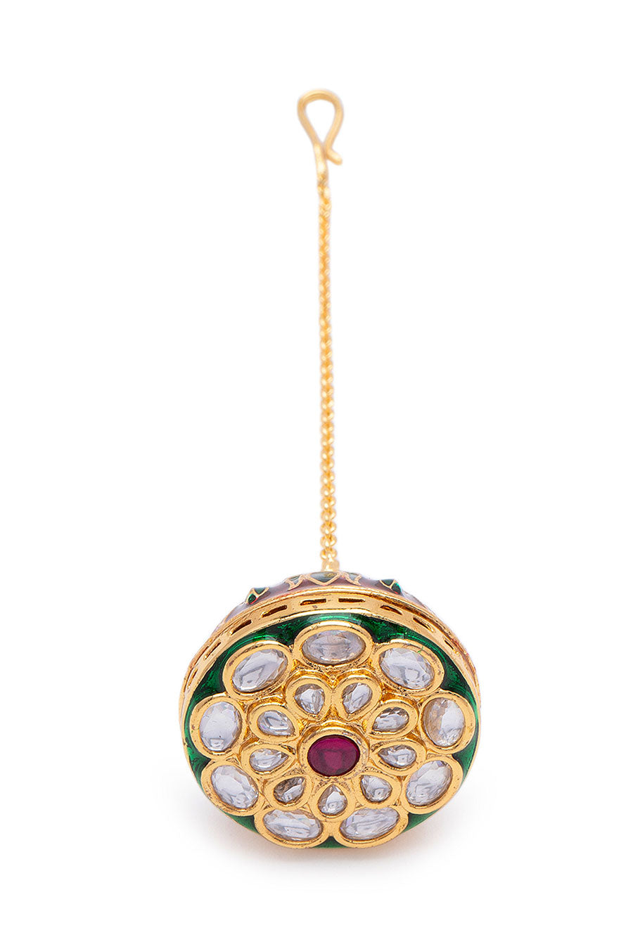 Gold Finish Meenakari Work Flower Borla