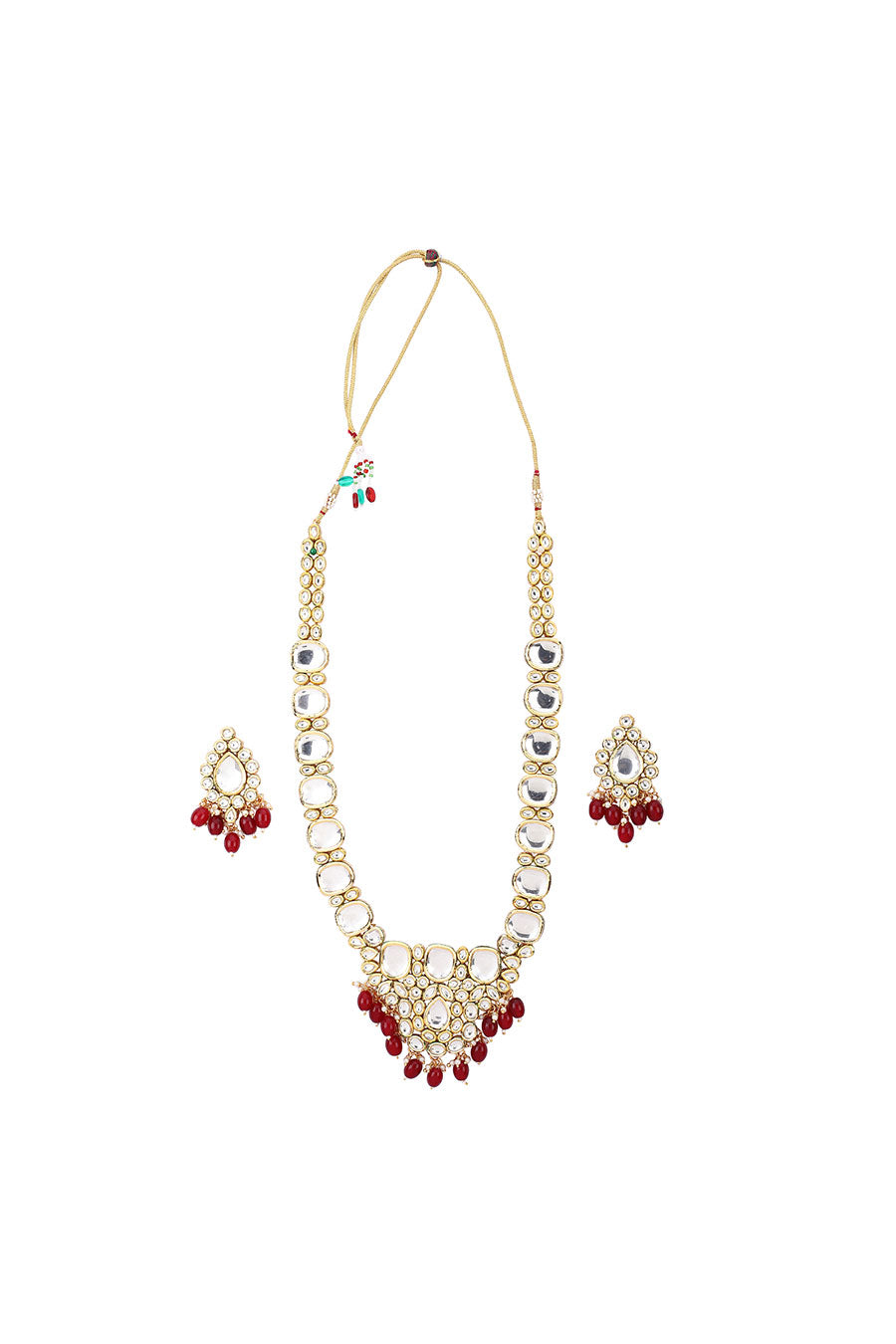 Gold Plated Two-Tone Finish Long Necklace & Earrings Set