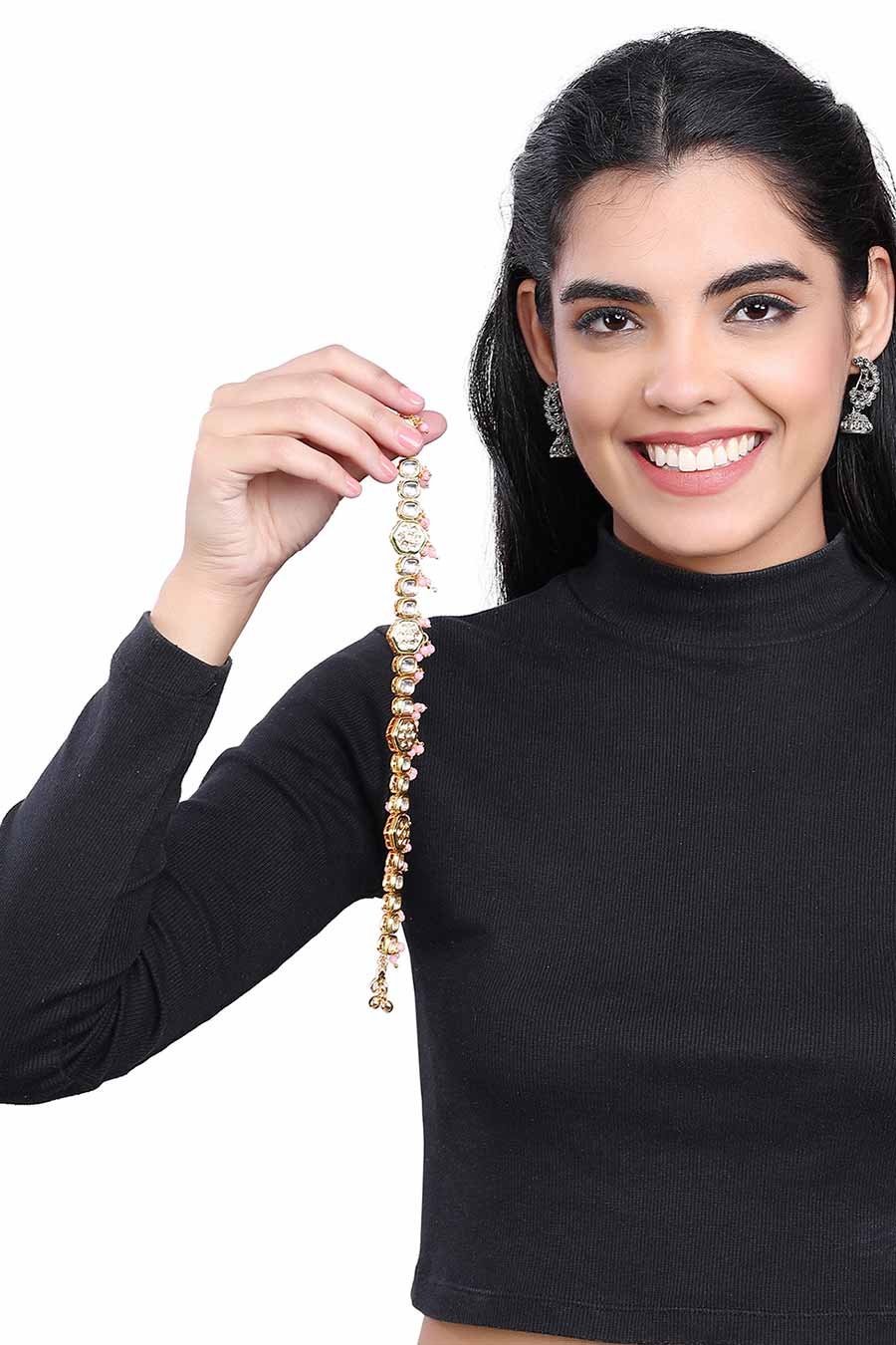 Gold Plated Kundan & Pearl Anklets (Set of 2)