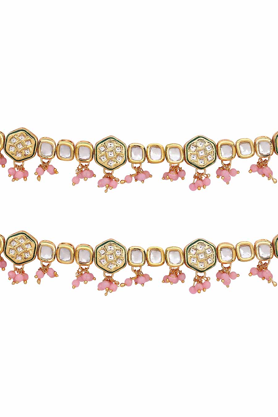 Gold Plated Kundan & Pearl Anklets (Set of 2)