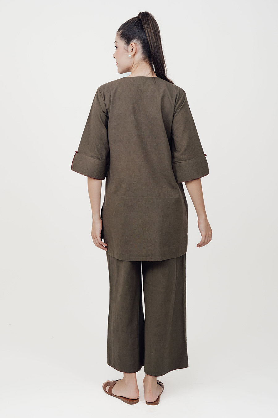 Ziya Olive Cotton Linen Co-Ord Set