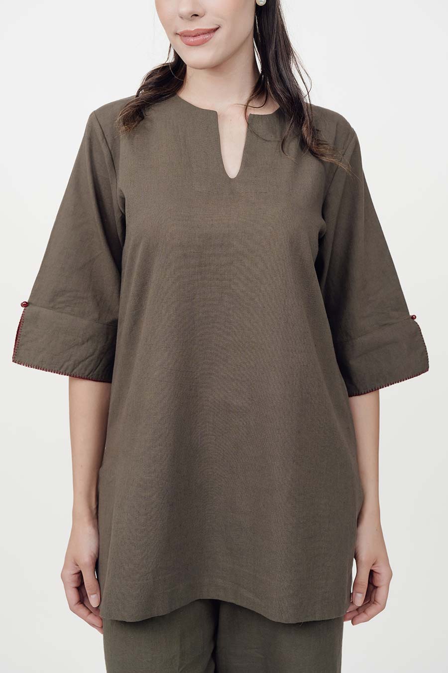 Ziya Olive Cotton Linen Co-Ord Set