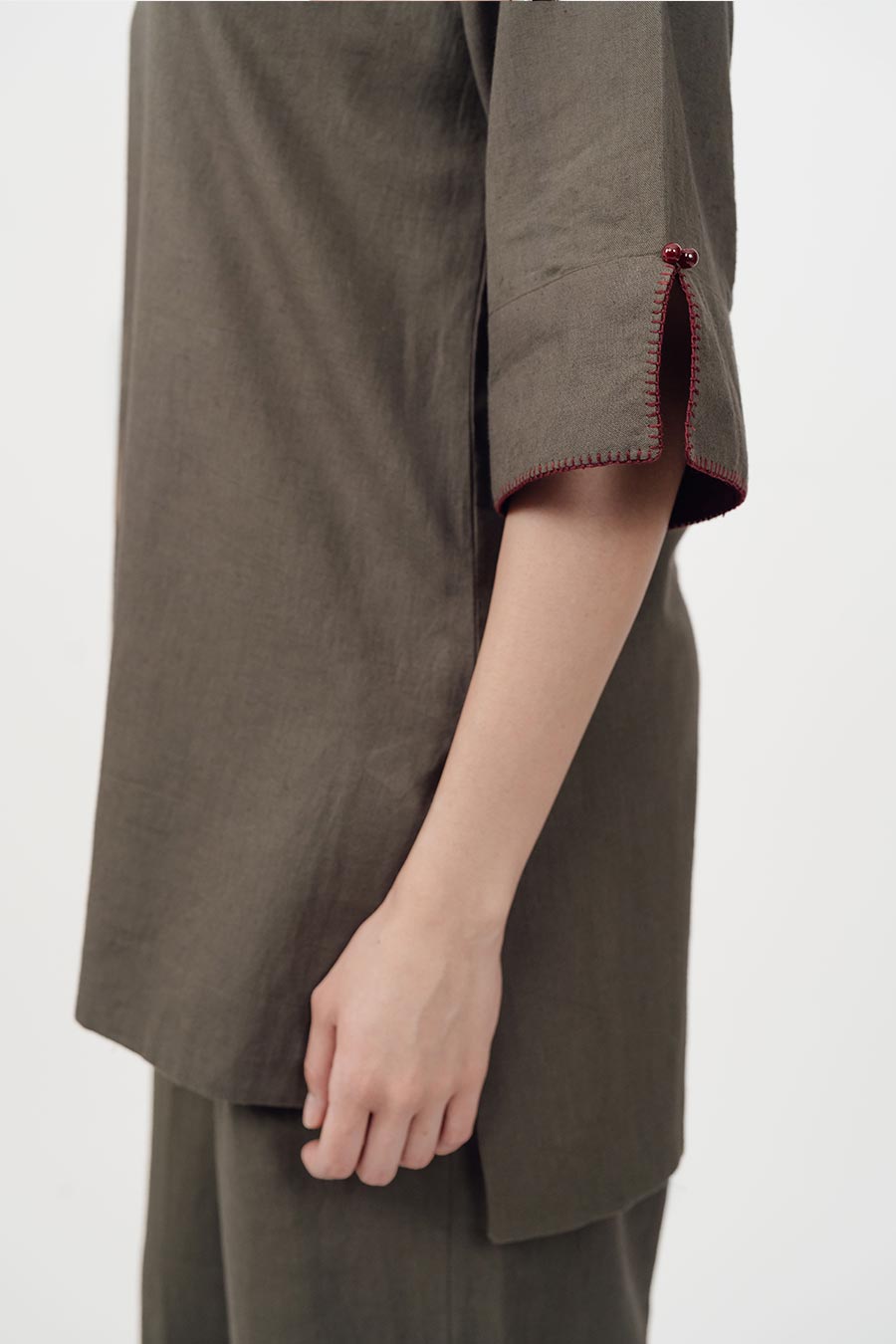 Ziya Olive Cotton Linen Co-Ord Set