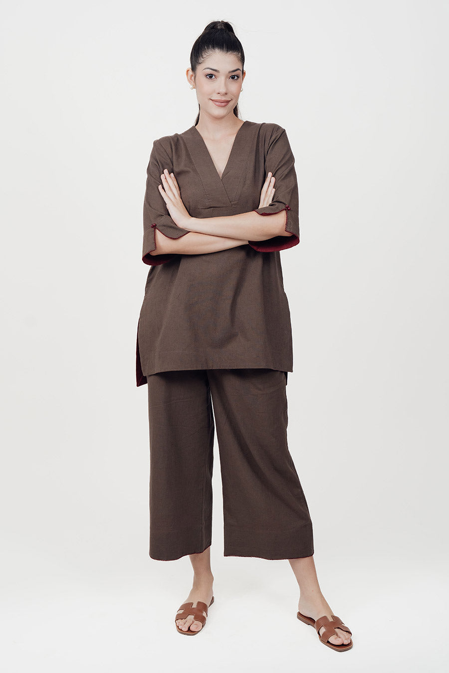 Ziya Smoke Cotton Linen Co-Ord Set