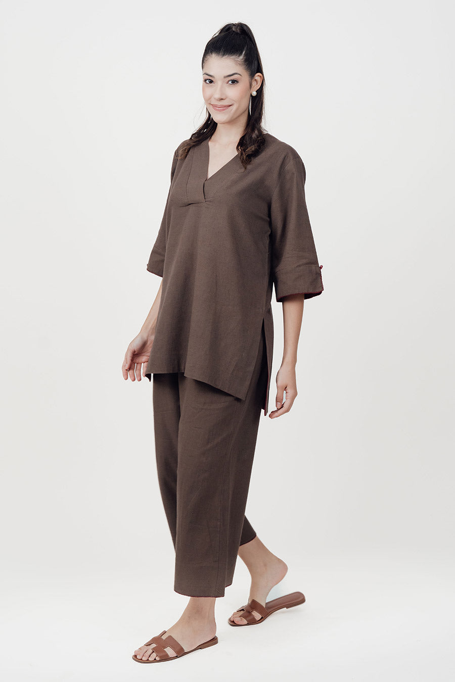 Ziya Smoke Cotton Linen Co-Ord Set