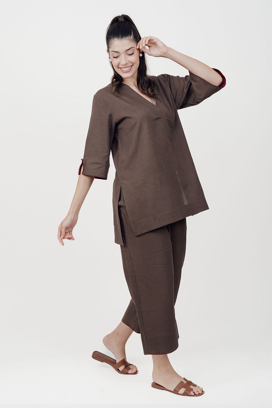 Ziya Smoke Cotton Linen Co-Ord Set