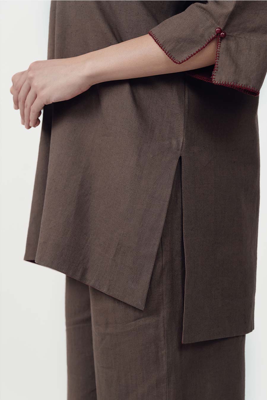 Ziya Smoke Cotton Linen Co-Ord Set