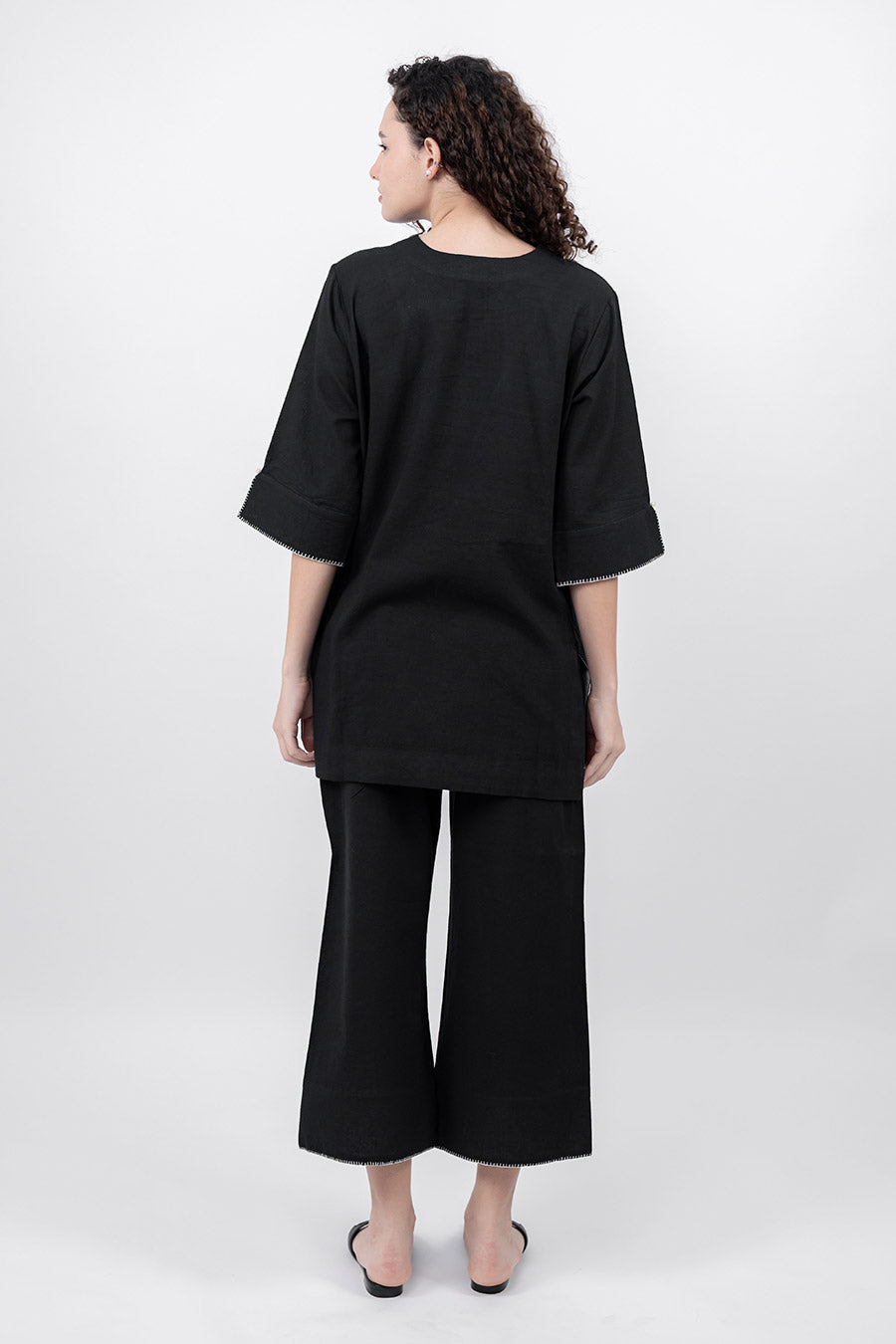 Ziya Black Cotton Linen Co-Ord Set
