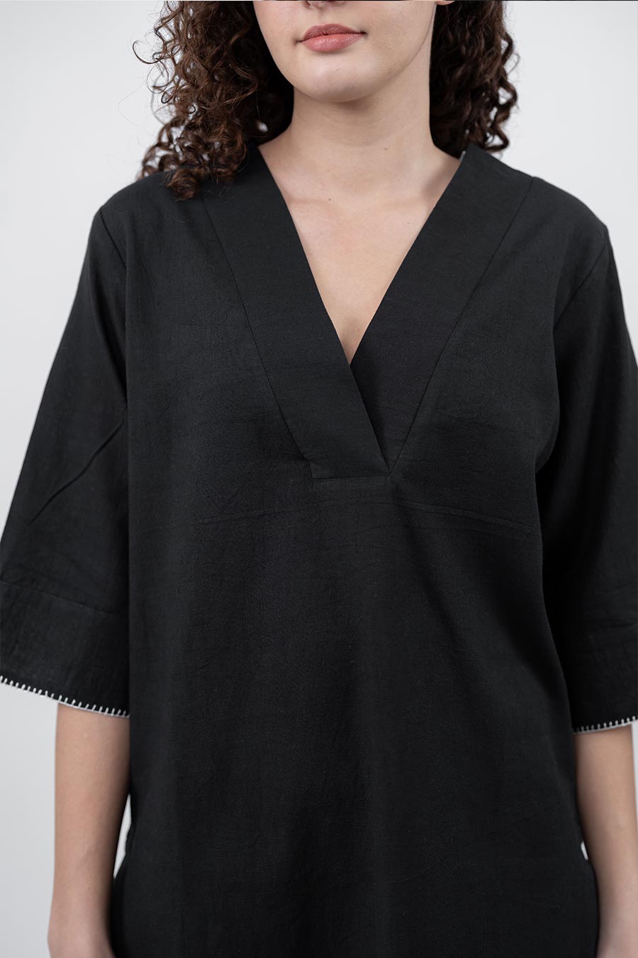 Ziya Black Cotton Linen Co-Ord Set
