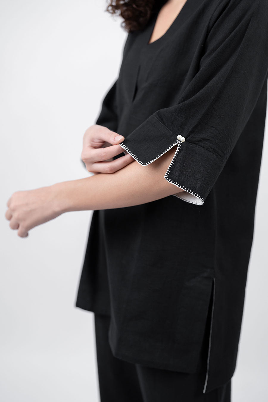 Ziya Black Cotton Linen Co-Ord Set