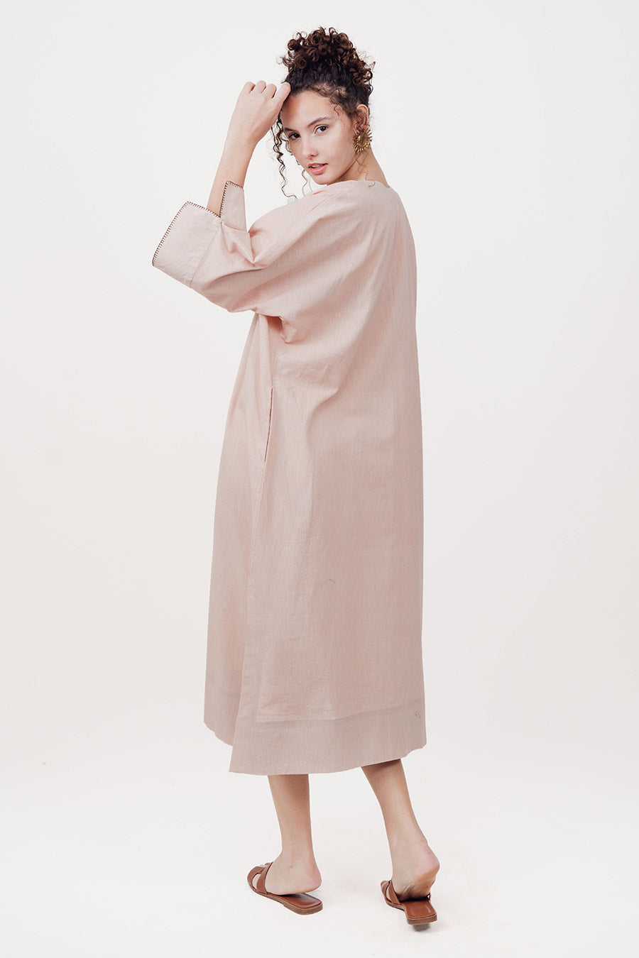 Pravaah Champagne Cotton Linen Kaftan