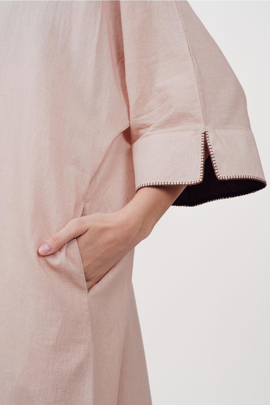 Pravaah Champagne Cotton Linen Kaftan